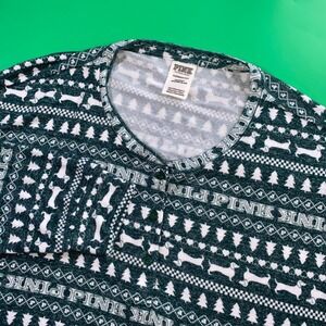 PINK‎ Victoria's Secret Sleepwear Top XL Christmas Dog Tree Print